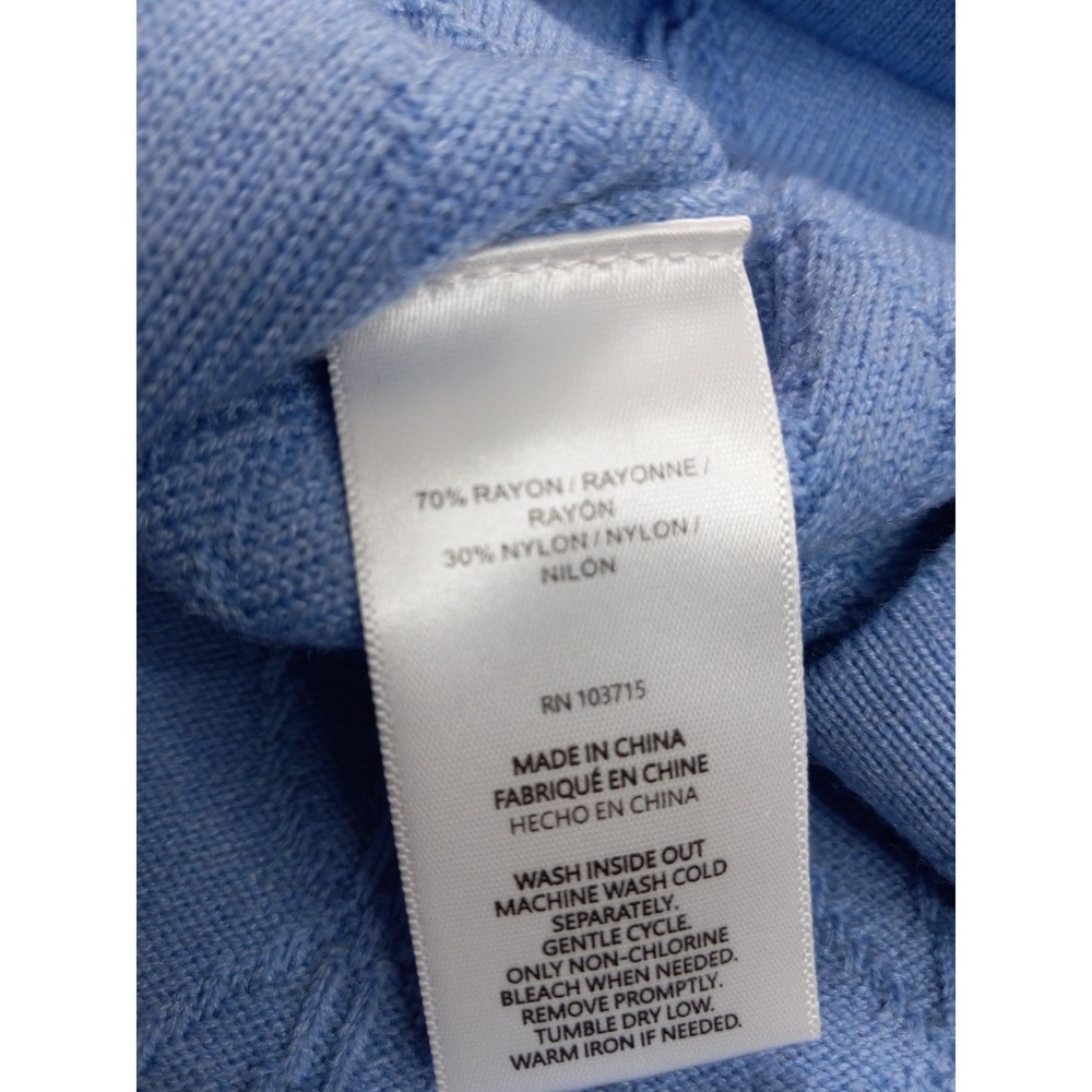 NWT Nanette Lepore Blue Pointelle Rhinestone Embellished Sweater Size S - Picture 6 of 11